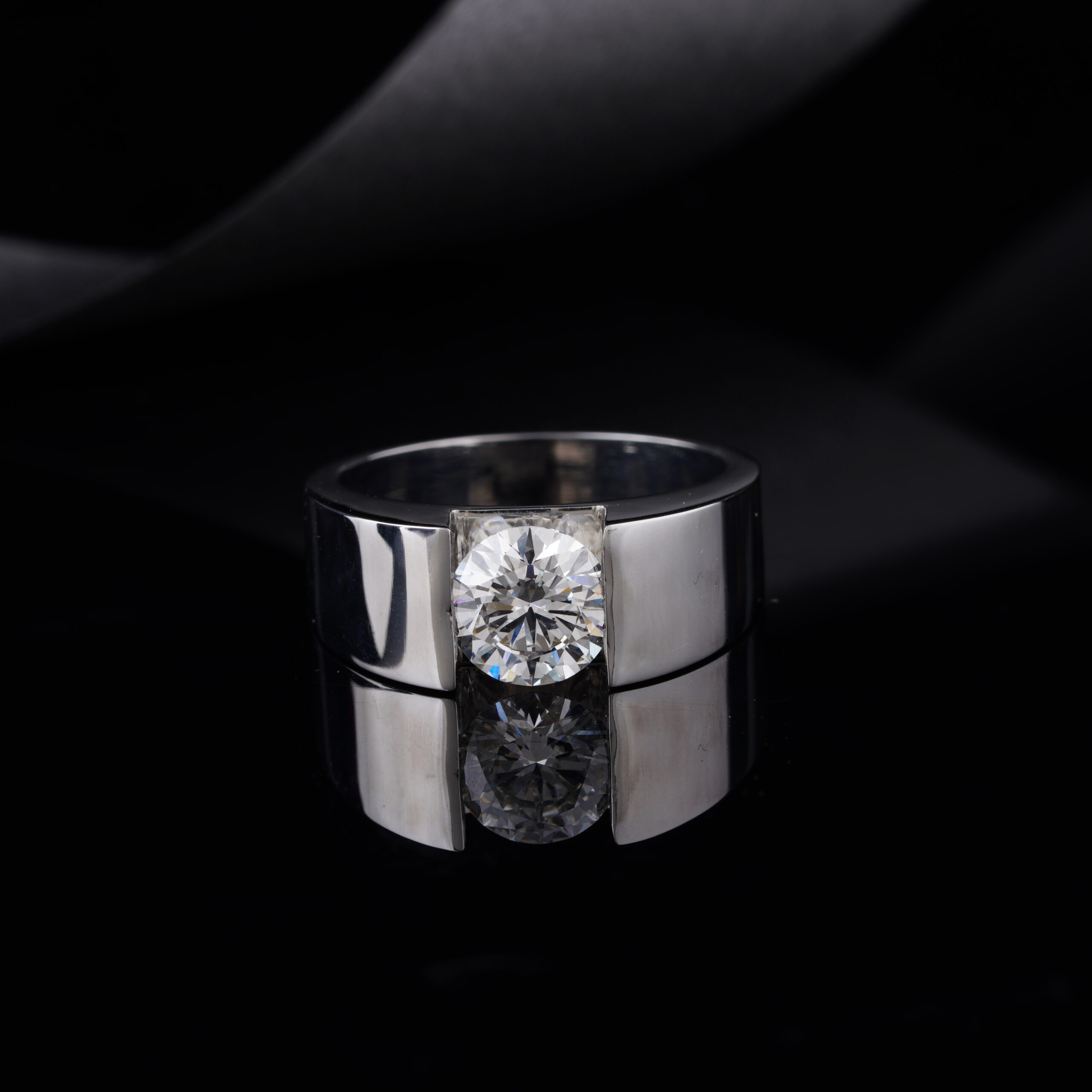 Glimmer Classic Solitaire Mens Ring With Lab-Grown Diamond