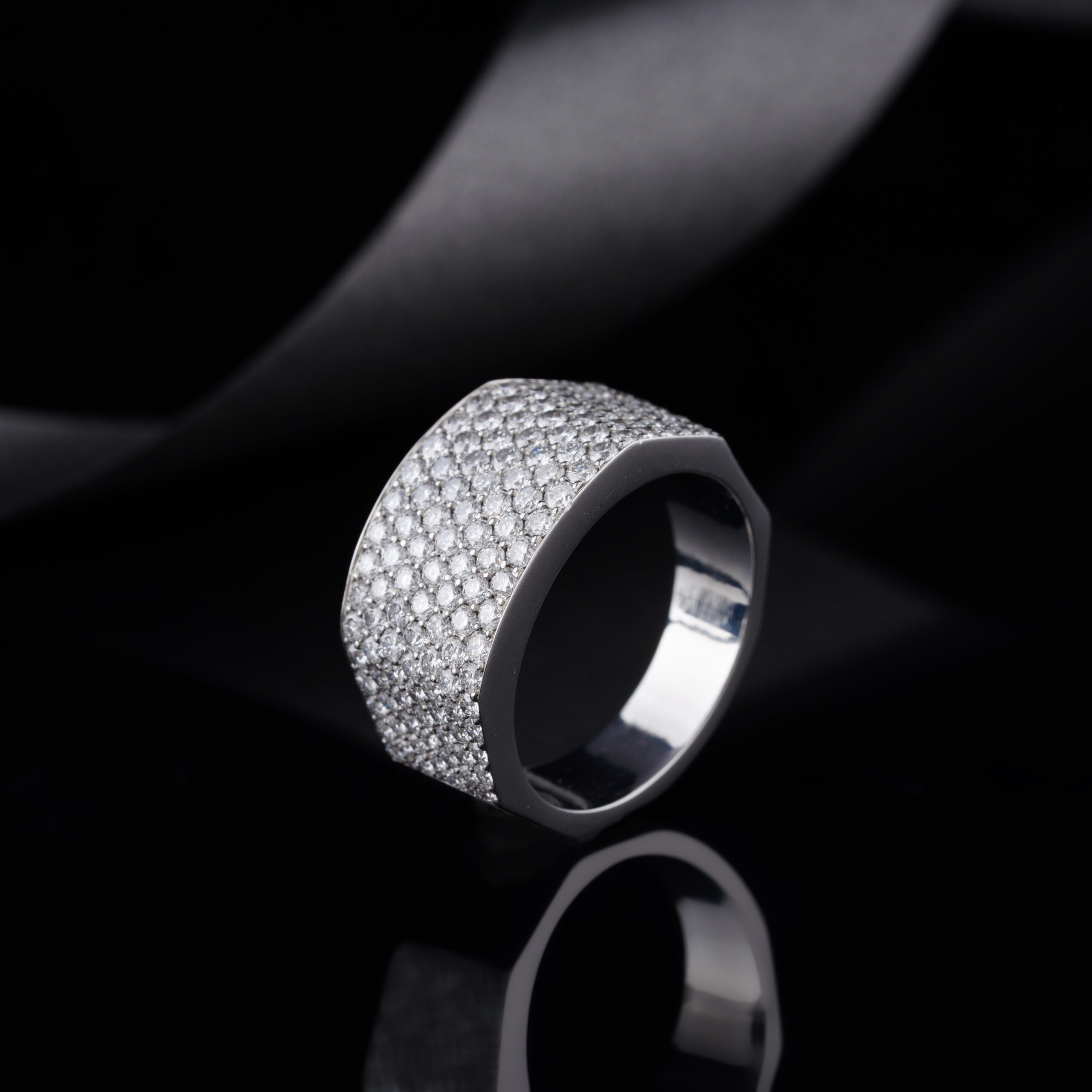 Hexagon Surgical Stainless steel Ring With Lab-grown Diamond - Image 2