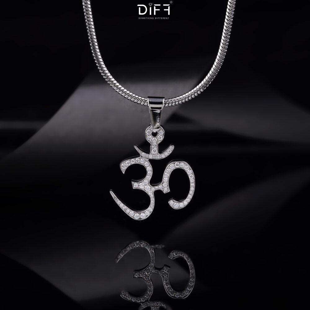 Surgical Stainless steel Om Pendant With Lab-Grown Diamond