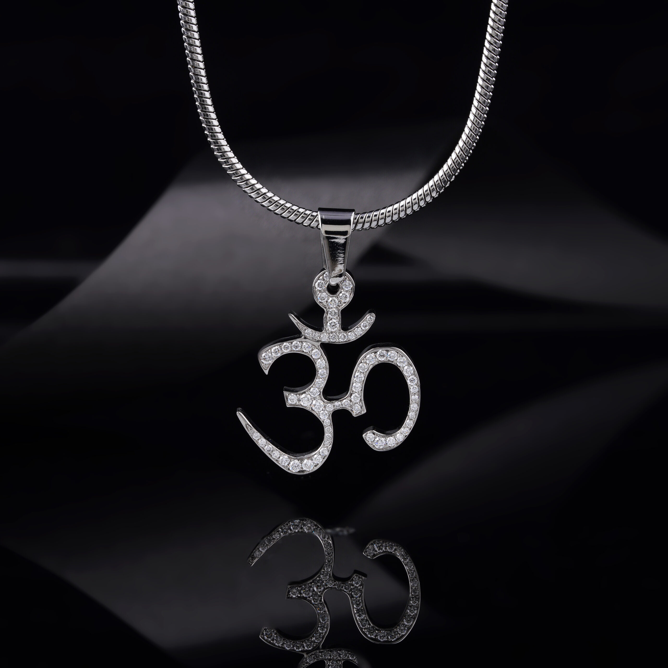 Surgical Stainless steel Om Pendant With Lab-Grown Diamond