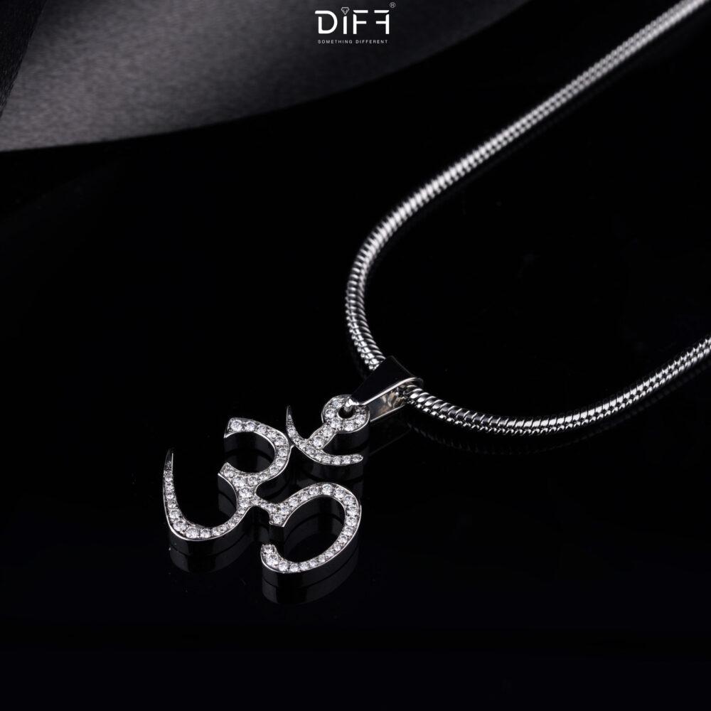 Surgical Stainless steel Om Pendant With Lab-Grown Diamond - Image 2