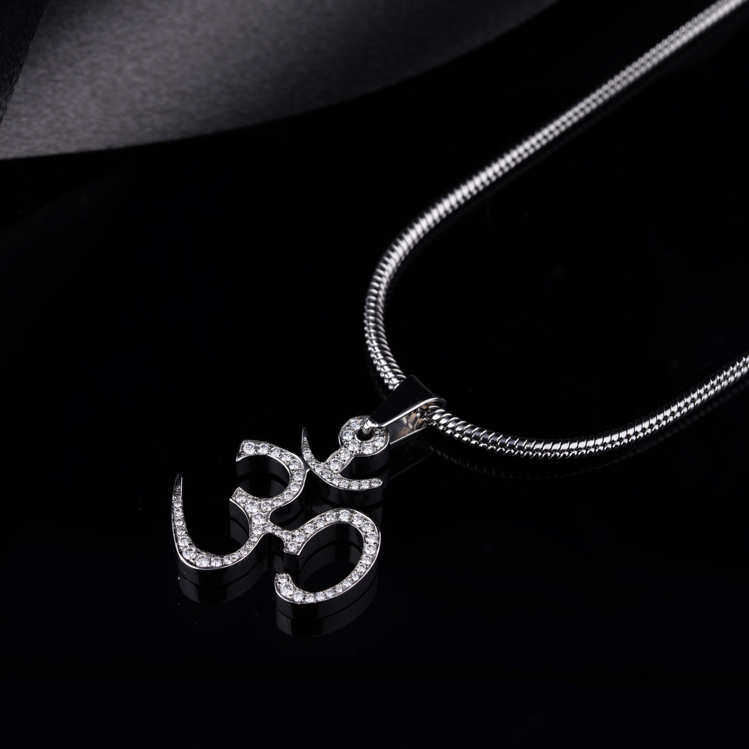 Surgical Stainless steel Om Pendant With Lab-Grown Diamond - Image 2