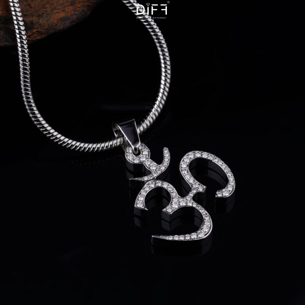 Surgical Stainless steel Om Pendant With Lab-Grown Diamond - Image 3