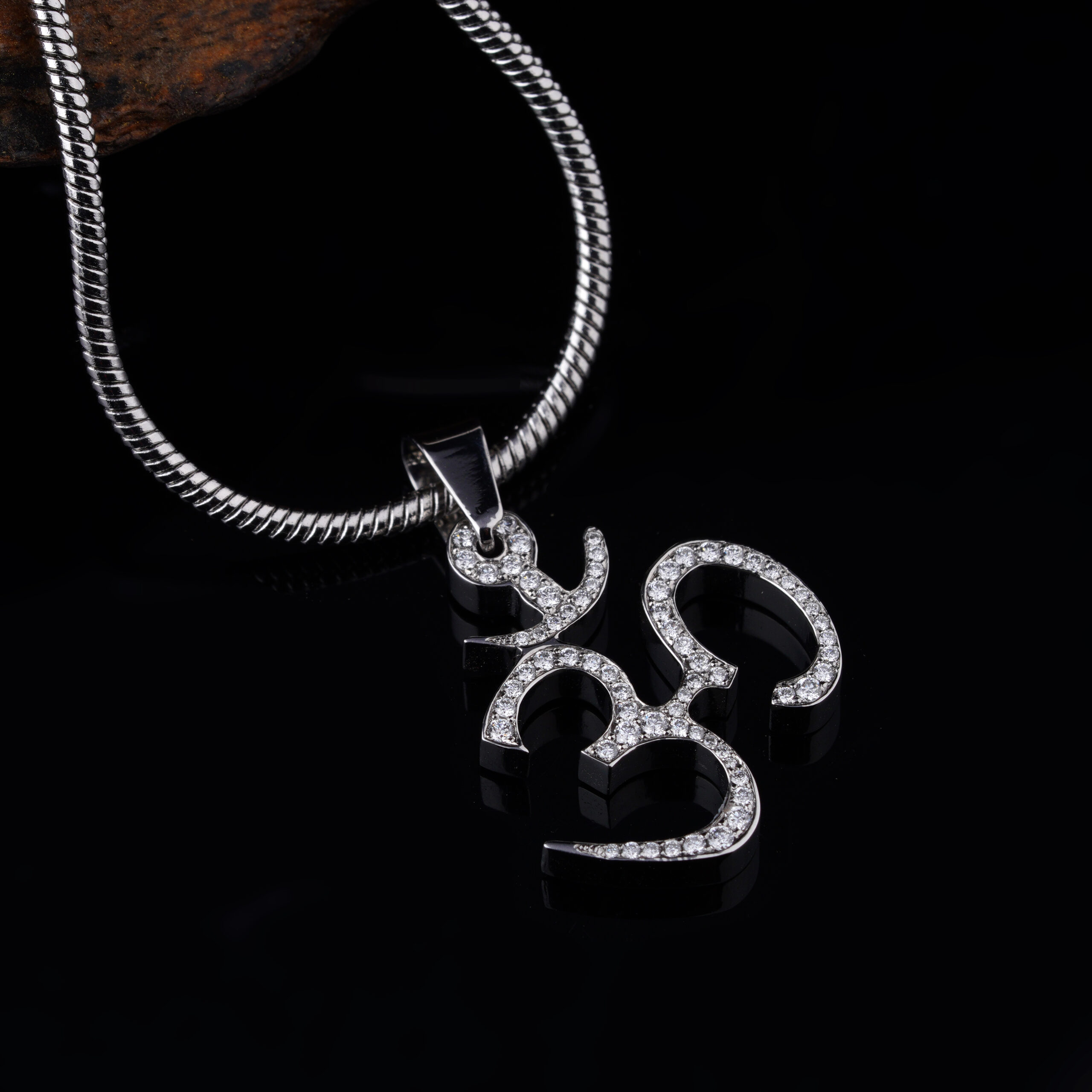 Surgical Stainless steel Om Pendant With Lab-Grown Diamond - Image 3