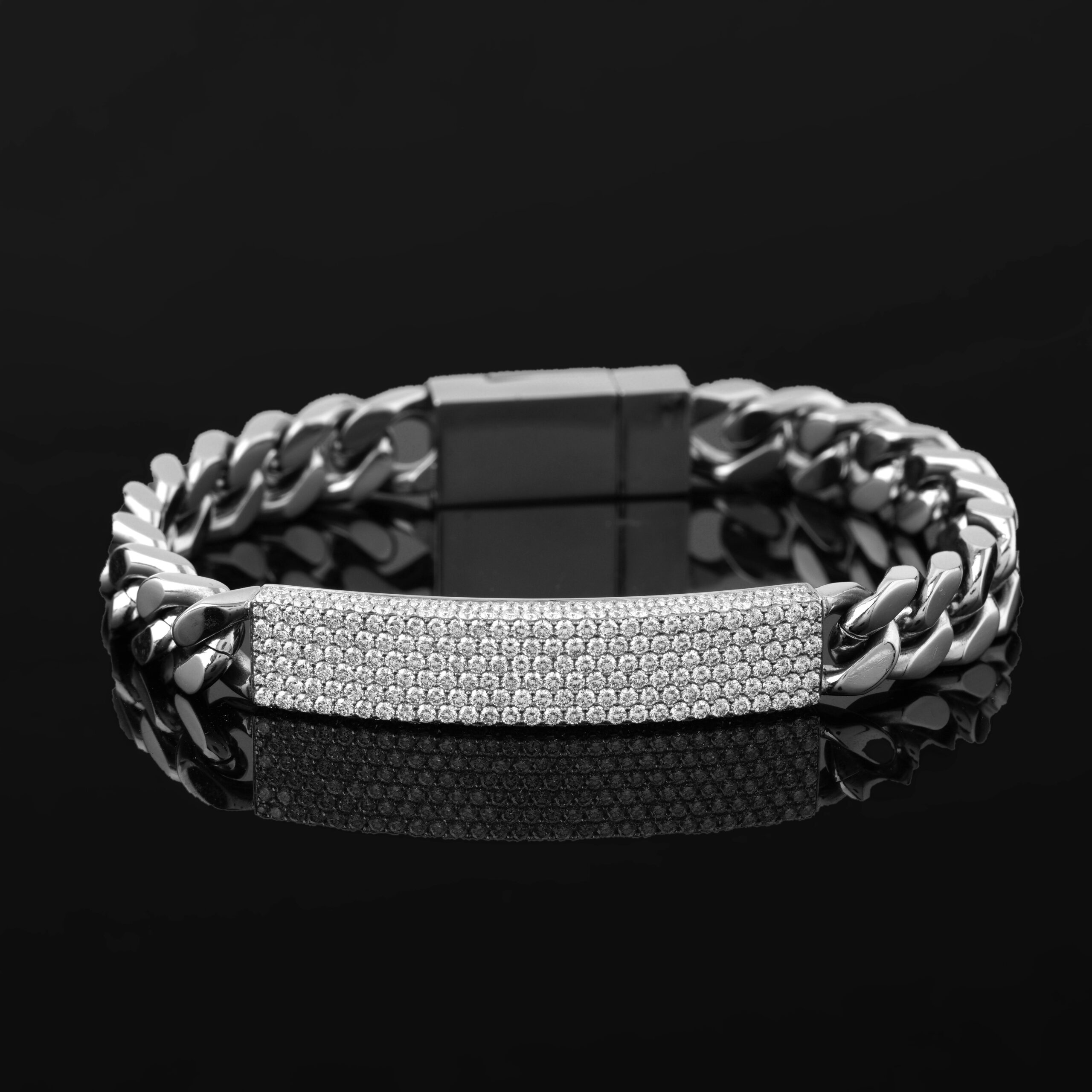 Cuuban Surgical Stainless steel Bracelet with Lab-Grown Diamonds