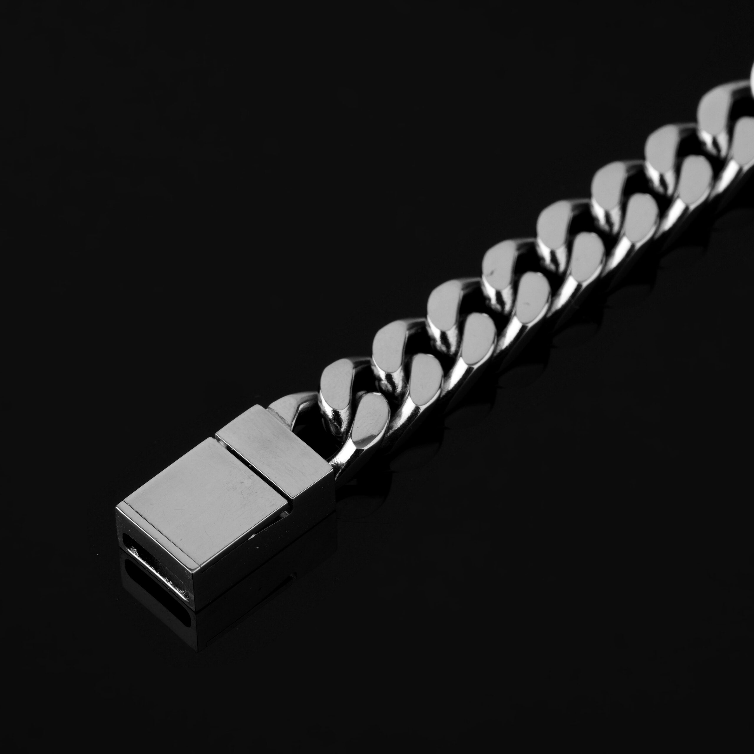 Surgical Stainless steel Men's Semi-Solid Cuban Bracelet with Lab-grown Diamond - Image 3